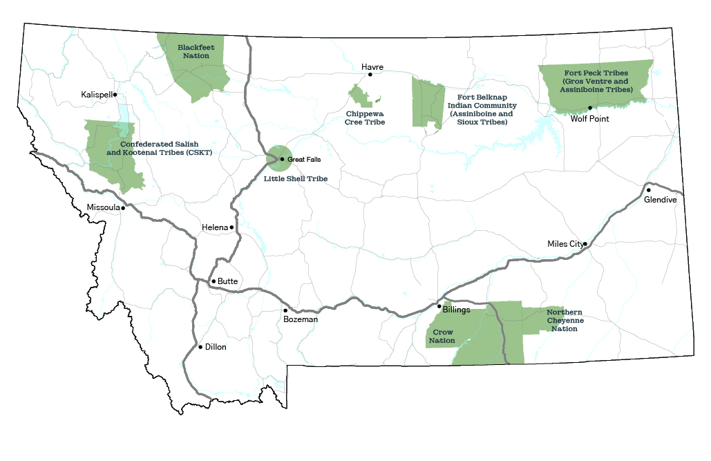 map showing Montana reservations